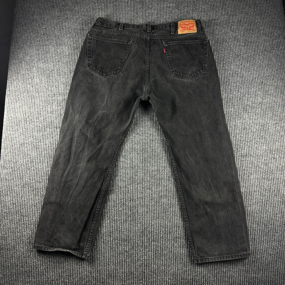 Levis 505 Regular Fit Black Faded Denim Jeans Mens 40x30 Straight Leg 3264